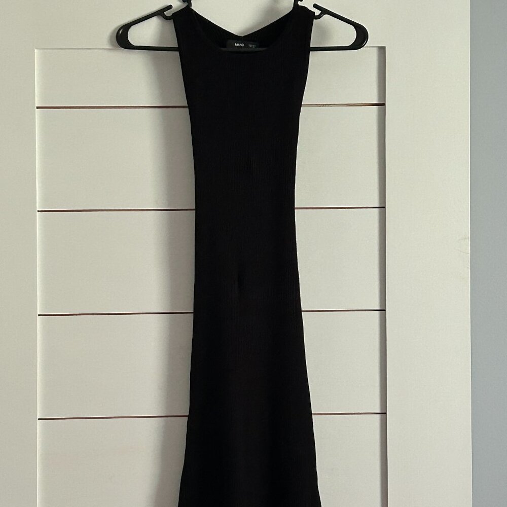 MNG black ribbed dress, size small